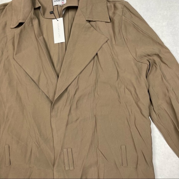 Sugarlips Jacket Coat Women's Size Large Tan Open Front Trench NO‎ BELT NWT - Picture 3 of 7